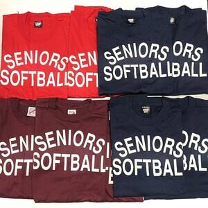 Lot Of 9 Vintage T Shirts Seniors Softball Sz XL Maroon Navy Red Single Stitch